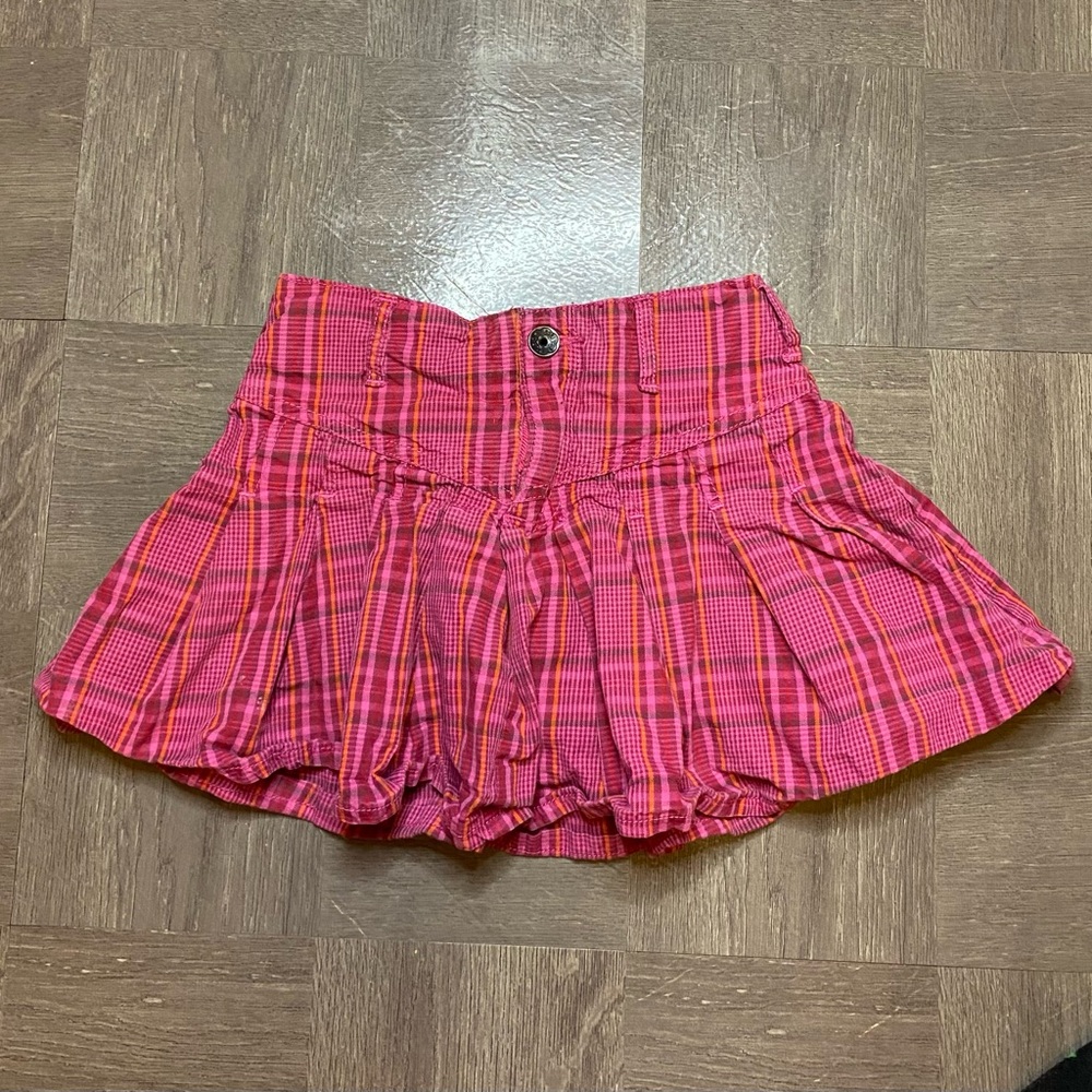 The Children's Place Pink Plaid Pleated Skort Adjustable Waist Girls Size 6